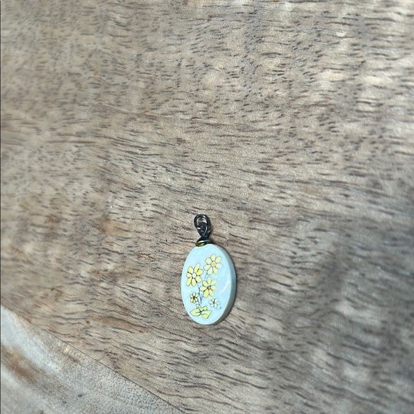 Bone Floral Pendant with Yellow Accents - Picture 3 of 8